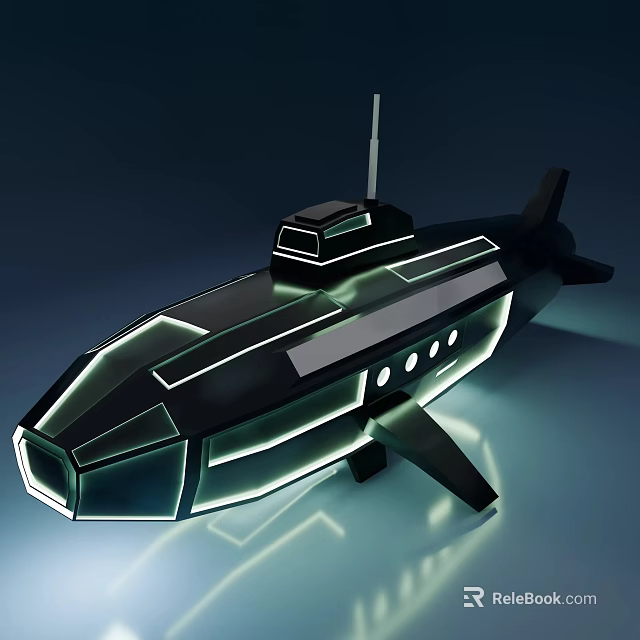 Futuristic Weapon With Black Body Green Glowing Lines Antenna And Streamlined Cabin Design 3d model 