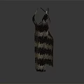 Stylish Black Spaghetti Strap Dress With White Wavy Pattern Design 3d model
