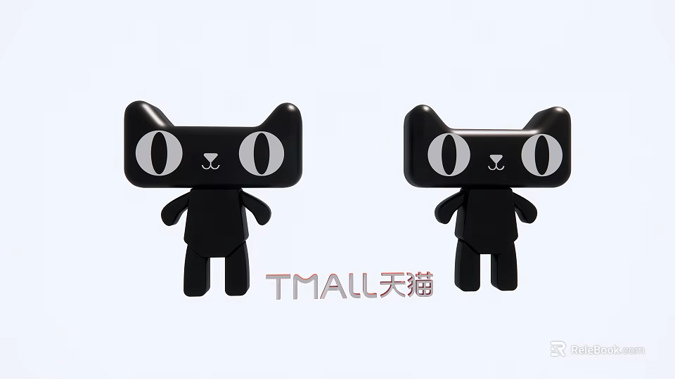 Adorable Decorative Black Cat Shaped Figurines With Big Eyes For Tmall Collection 3d model 