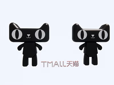 Adorable Decorative Black Cat Shaped Figurines With Big Eyes For Tmall Collection 3d model