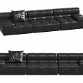 Black Leather Modular Sectional Sofa with Decorative Pillow and Modern Design 3d model