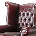 Elegant Leather Accent Chair With Tufted Backrest And Classic Armrests Design