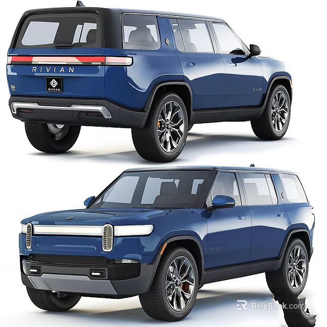 NIVIAN Blue SUV Modern Exterior Design With Stylish Wheels And Front Grill 3d model 