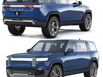 NIVIAN Blue SUV Modern Exterior Design With Stylish Wheels And Front Grill 3d model