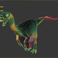 Vibrant Feathered Dinosaur With Blue Green Orange Colors Open Mouth And Dynamic Posture