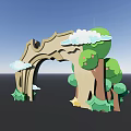 Whimsical Decorative Archway Design With Fluffy Clouds Green Trees And Playful Stars