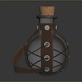 Vintage Glass Bottle With Cork Stopper Leather Strap And Metal Buckles Design