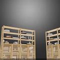Modern Wooden Bookcase with Multiple Shelves and Lattice Door Cabinets Holding Books and Decorative Items