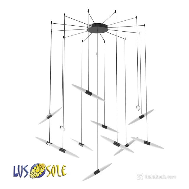 Modern Sleek Chandelier With Multiple Hanging Light Fixtures And Contemporary Style 3d model 