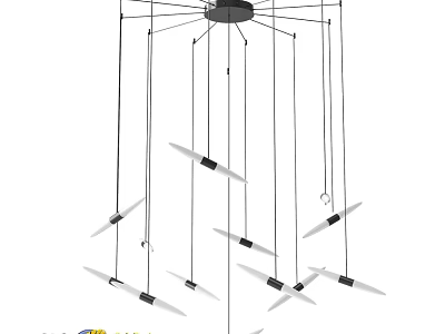 Modern Sleek Chandelier With Multiple Hanging Light Fixtures And Contemporary Style 3d model