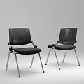 Black Office Chairs Featuring Perforated Backrest And Silver Metal Legs 3d model
