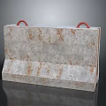 Concrete Construction Block With Rusted Surface And Red Handles On Top 3d model