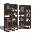 Modern Wooden Bookcases With Multiple Open Shelves Books And Decorative Vases
