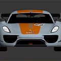 Silver Race Car with Orange Stripes Aerodynamic Rear Wing Spirit Logo and Number 22