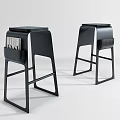 Sleek Pink Bar Stools With Storage Pockets For Modern Home Interior 3d model