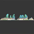 Abstract Mountain Landscape With Colorful Gradient Peaks On White Display Base 3d model