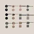 Various Modern Door Handles With Different Colors And Styles On Wall 3d model