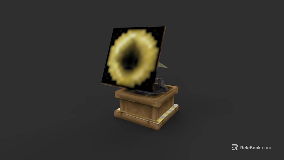 Headphone Speaker With Wooden Base And Square Panel Circular Sound Driver 3d model 