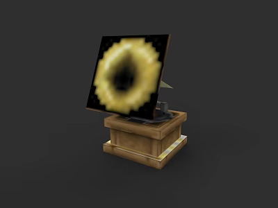 Headphone Speaker With Wooden Base And Square Panel Circular Sound Driver 3d model