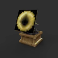 Headphone Speaker With Wooden Base And Square Panel Circular Sound Driver