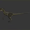 Velociraptor Dinosaur 3D Model In Standing Pose With Open Mouth And Red Eyes