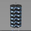 Modern High Rise Building With Reflective Glass Facade Layered Metal Frames And Top Spire