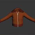 Stylish Orange Jacket with Red Collar Cuffs Zipper and Pockets 3d model