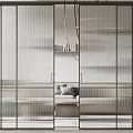 Modern Glass Sliding Doors With Vertical Stripes For Interior Room Partition Design