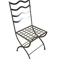 Technology Exhibition Hall Modern Metal Chair With Grid Seat And Curved Structure Design
