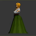 3D Rendered Female Character In Traditional Costume With Blond Braids And Green Skirt