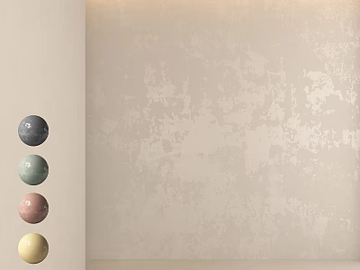 Gray Light Green Pink Yellow Spherical Decorative Components On Textured Beige Wall Corner 3d model