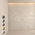 Gray Light Green Pink Yellow Spherical Decorative Components On Textured Beige Wall Corner