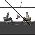 Modern Table and Chairs Set for Casual Chatting with Decorative Vase and Comfortable Seats