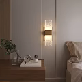 Crystal Wall Lamp in Modern Interior with Wall Mounted Design Bedside Table and Green Plant