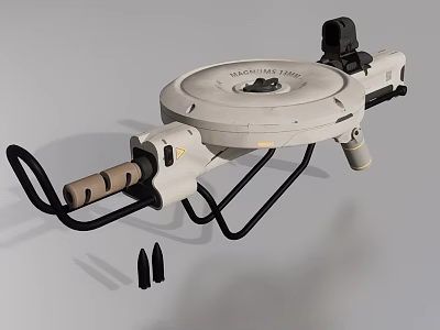 Tactical Weapon Launcher With White Body Black Grip Scope Ammunition And Cables 3d model