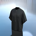 Black Short Sleeved Top With Zipper Design On Smooth Blue Surface 3d model