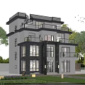 Modern Luxury Detached Villa With Multi Story Balconies Terrace And Green Landscaped Garden