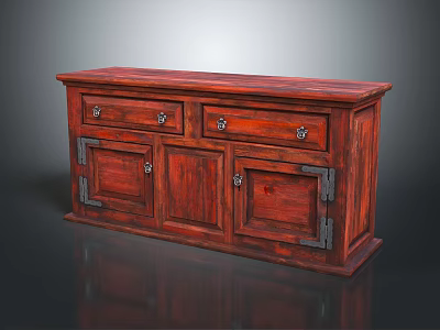 Classic Wooden Entryway Cabinet Sideboard With Storage Drawers Cabinet Doors And Metal Hardware 3d model