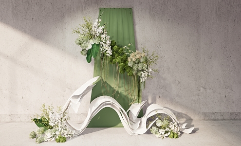 Modern Beauty White and Green Wedding 3d model