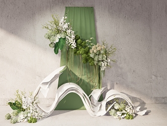 Modern Beauty White and Green Wedding 3d model