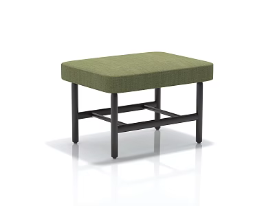 Green Upholstered Sofa Bench With Black Metal Legs And Padded Seat 3d model