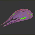 Purple Green Streamlined Tech Device With Futuristic Sleek Surface Design