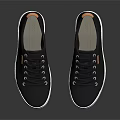 Black Lace Up Casual Sneakers With White Soles And Orange Accents Stylish Design