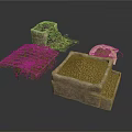 Rustic Stone Landscape Components Covered With Green Plants And Moss