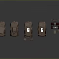 Different Weapon Equipment on Armored Vehicle Models With Red Wheels and Gray Background