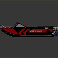 Modern Black And Red Speedboat With Comfortable Seats And Sleek Design