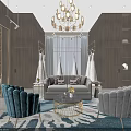 Modern Elegant Bridal Shop Interior With Chandelier Mannequins Wedding Dresses And Round Display Tables