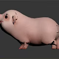 Cute Pink Piglet Standing On Black Background With Reflective Surface 3d model