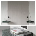 Modern Background Wall In Bathroom With Marble Sinks And Books 3d model