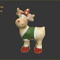 Christmas Themed Reindeer Doll With Red Polka Dot Hat Green White Scarf And Red Boots